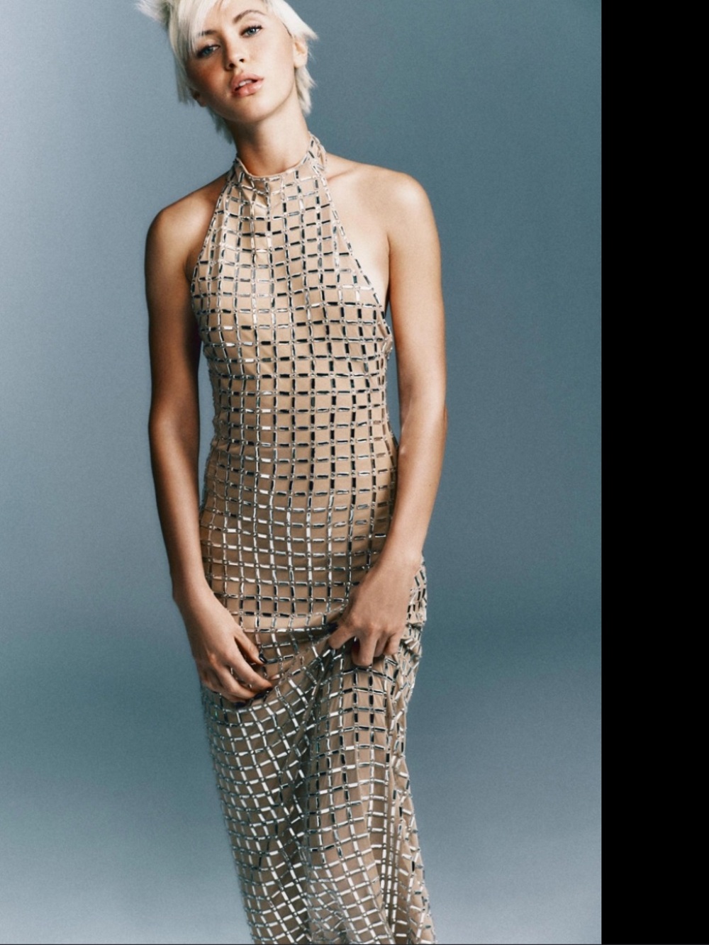 Zara halter long mesh sparkly dress